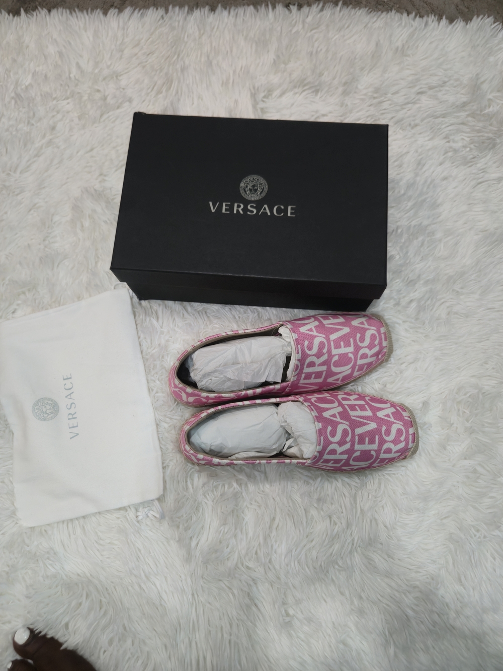 Versace Pink Logo Slip-On Sneakers for Women